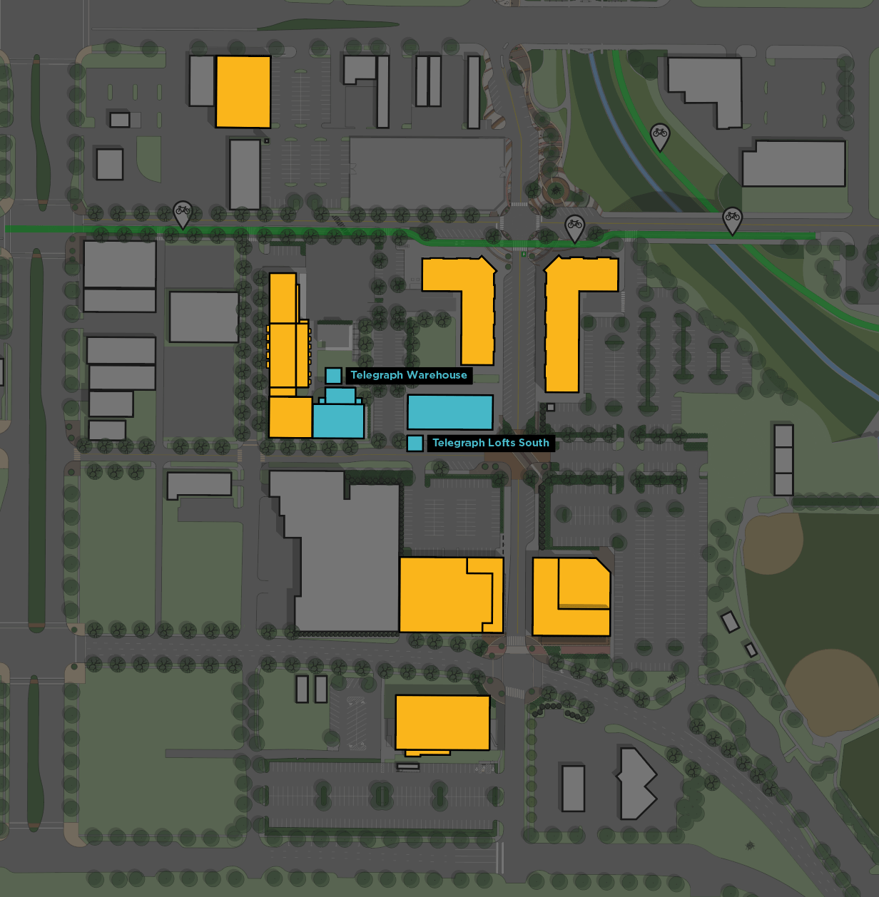 District Map for Up and Running - Includes: Telegraph Lofts West and Lofts South